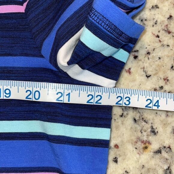 Talbots Womens Stripe Ruched Drawstring Back T-Shirt Dress Blue Pink Size 1X NWT - Picture 7 of 8